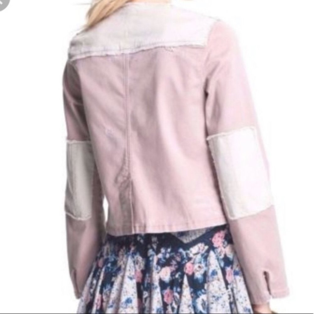 Free People Lou Pink Distressed Military Jacket - Picture 2 of 8